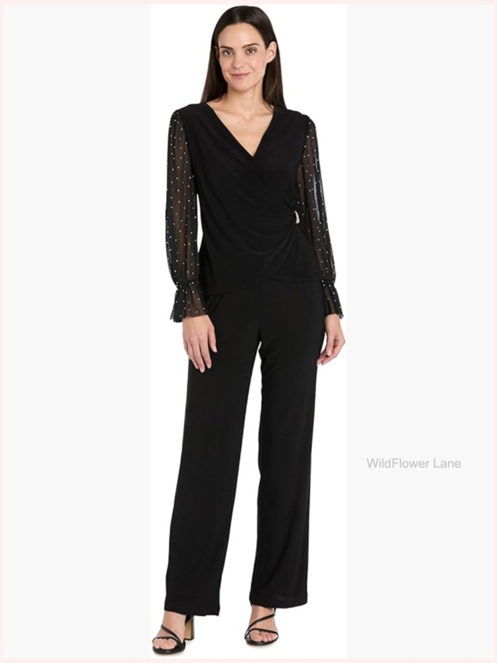 Sparkle Formal Top With Rhinestone Clasp, Ity Knit Wrap Silhouette